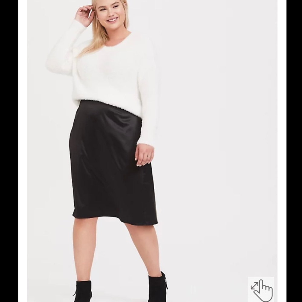 NWOT Torrid Black Satin Slip Midi Skirt